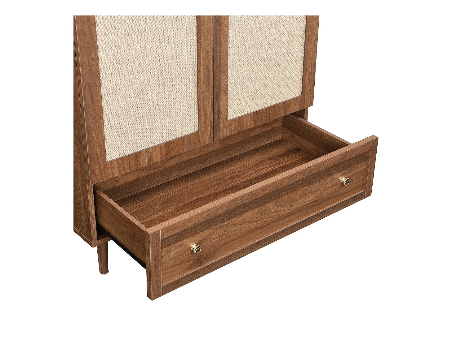 Armoire 79x50x175cm - 2 portes et 1 tiroir - aspect noyer - MDF - Marron