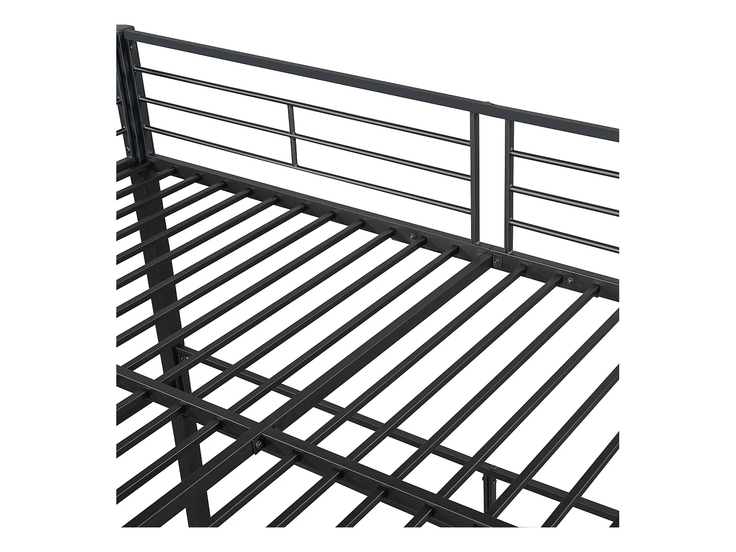 Letto a soppalco 140x200 cm con scaletta di sicurezza e contenitore, struttura in metallo, letto per bambini e ragazzi, nero (210x188x170 cm)