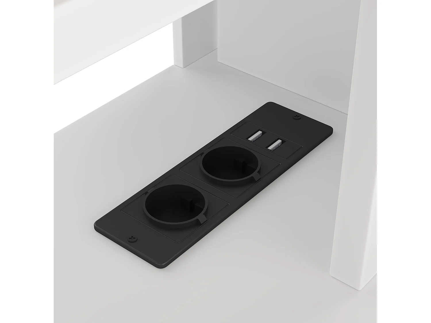 Łóżko piętrowe 90×200 cm - z biurkiem - z oświetleniem LED - z 1 szufladą - z półką - białe (bez materaca)