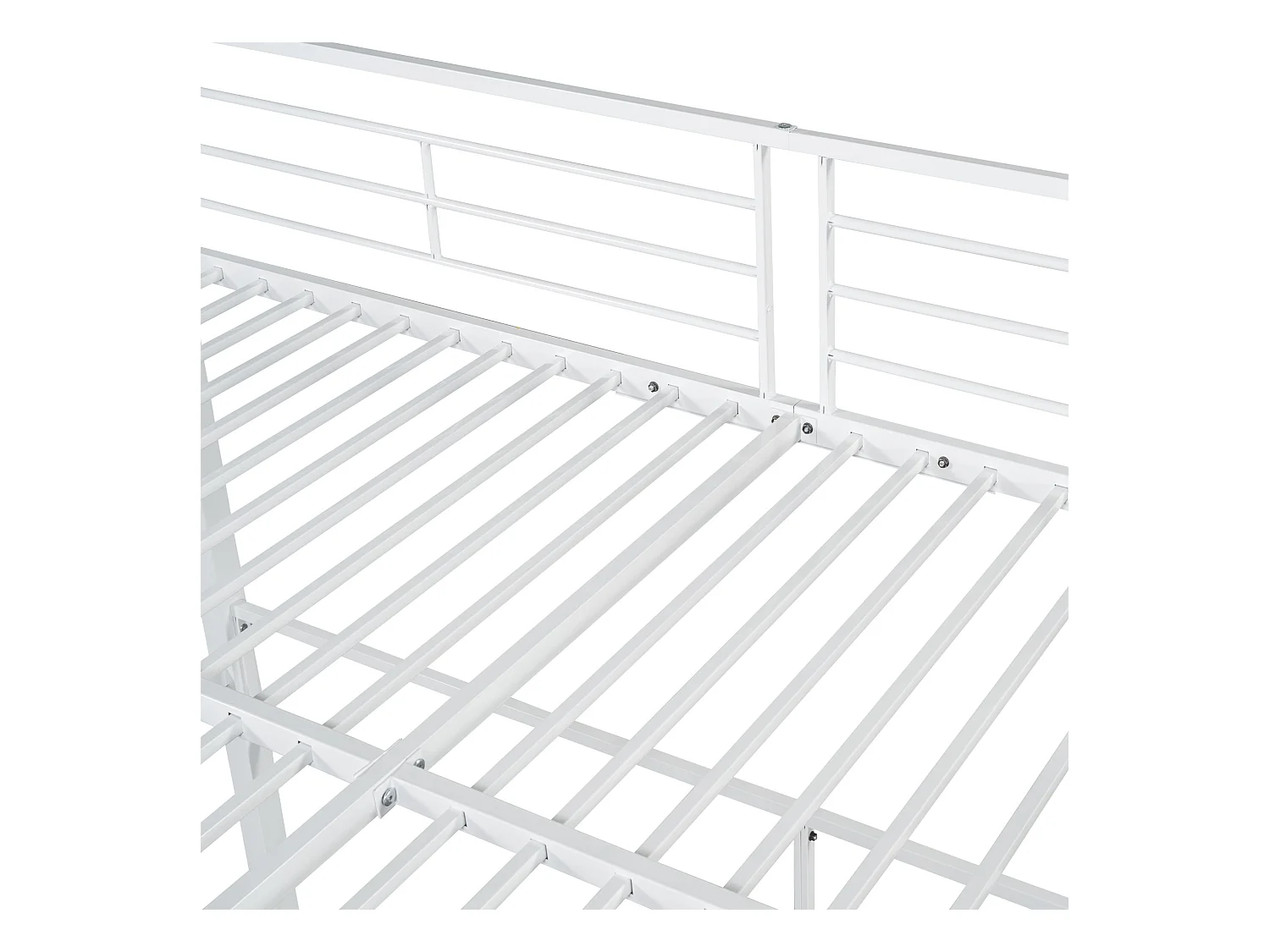 Lit mezzanine 140x200 cm avec échelle sécurisée et rangements, cadre métallique, lit pour enfant et adolescent, blanc (210x188x170 cm)