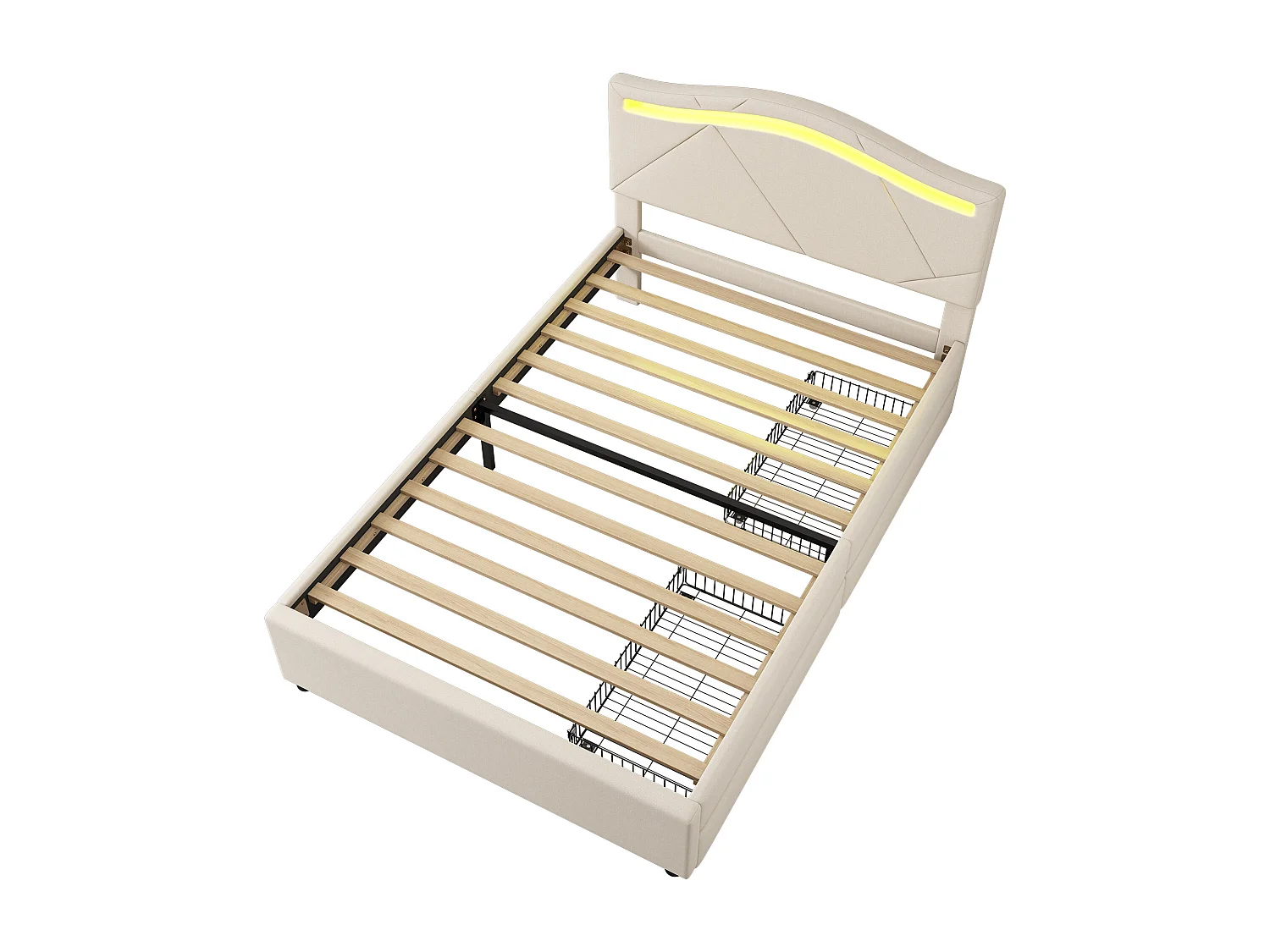 Lit mezzanine avec bureau, LED, USB, prises, étagères, métal, 90x200 cm, noir