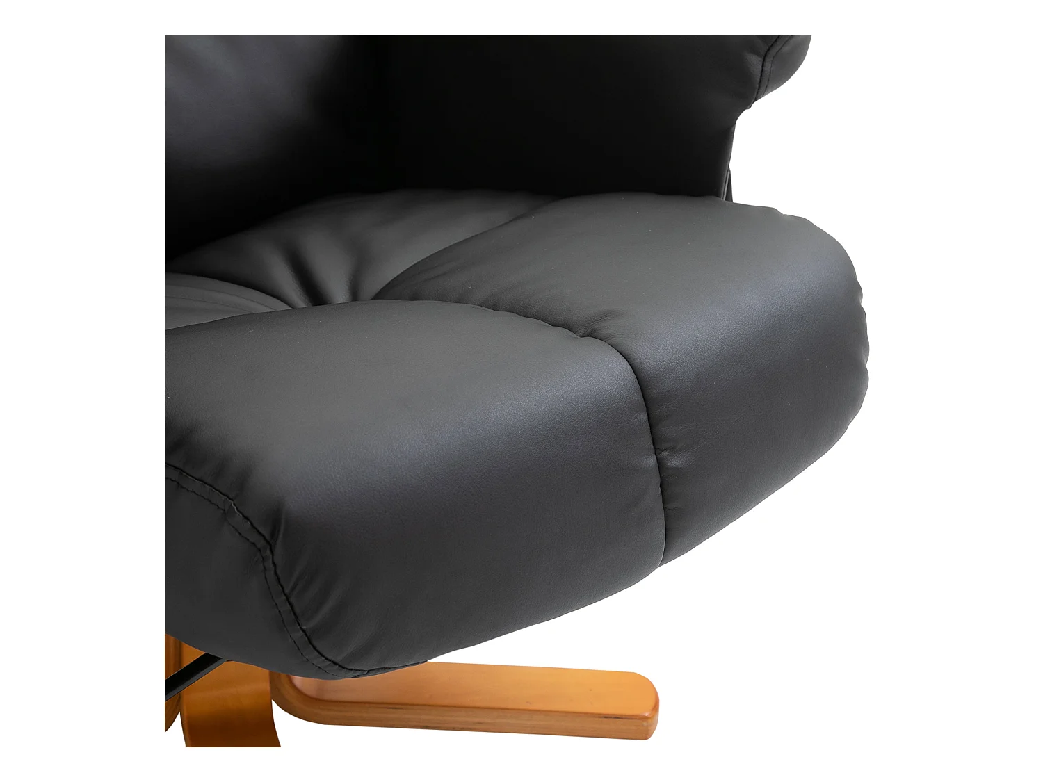 Poltrona relax con funzione massaggio, pouf contenitore, inclinazione 145°, rivestimento in poliestere, nero (80x86x99 cm)