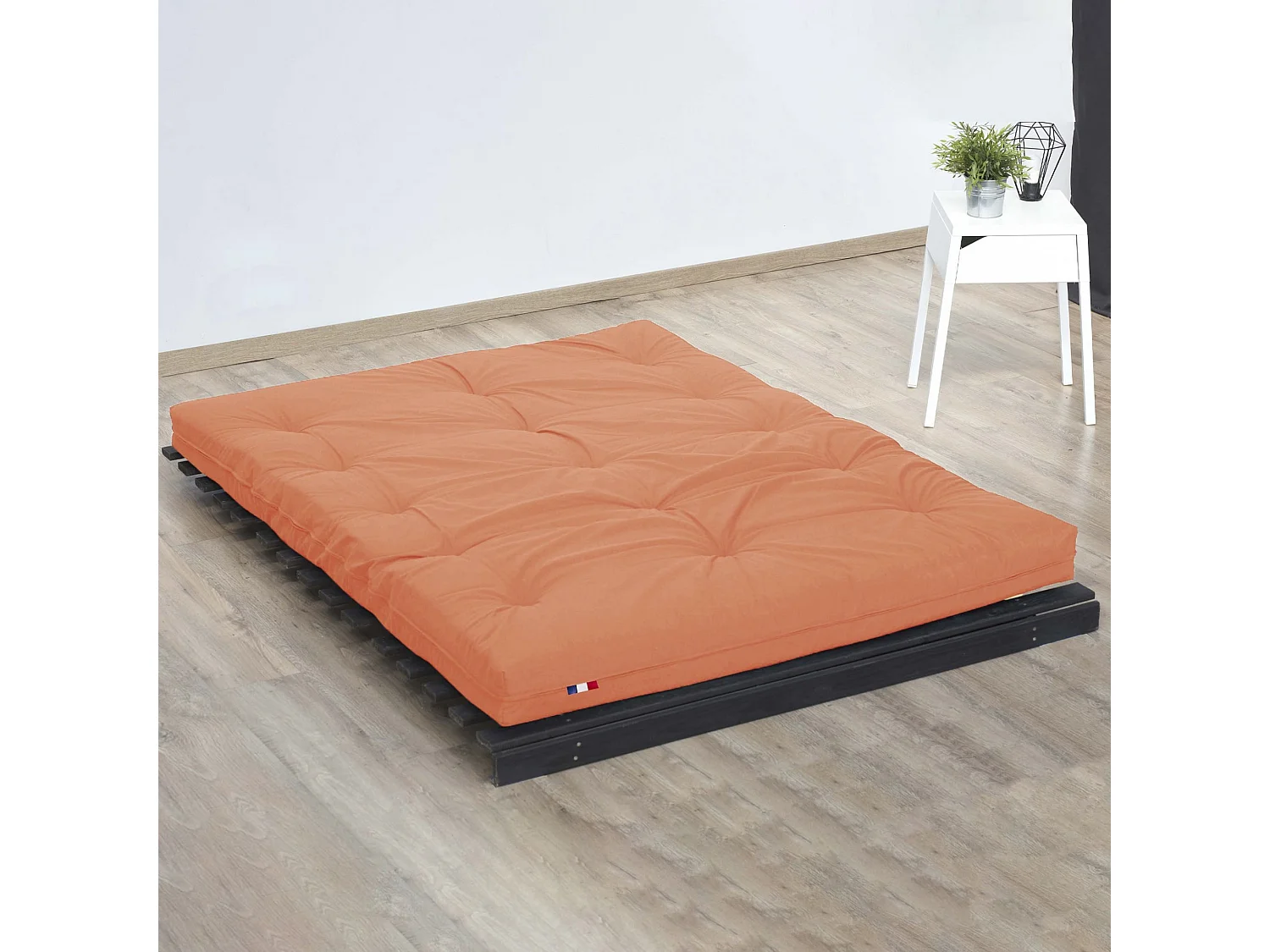 Matelas futon coton et fibres recyclés, fabriqué en France Couleur - Goyave, Dimensions - 90 x 190 cm