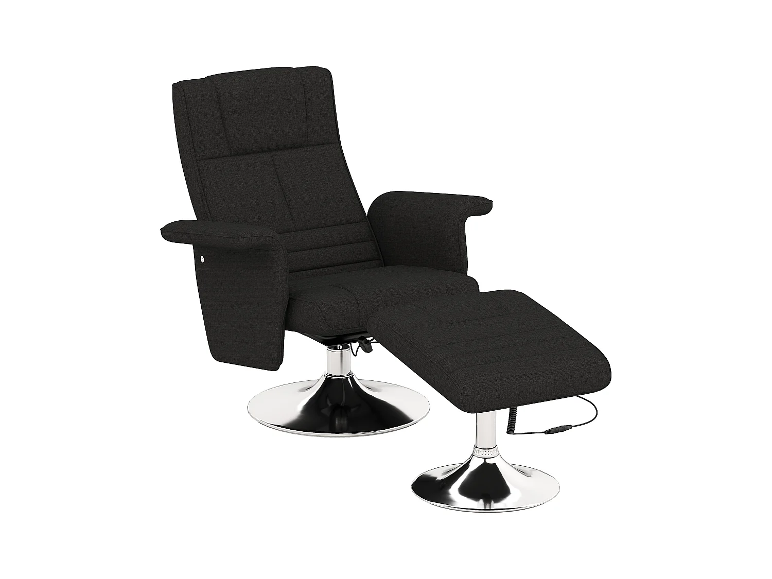 Fauteuil relax pivotant avec repose-pieds, 8 points de massage, fonction de bascule, simili cuir, acier, noir (78x95x88 cm)