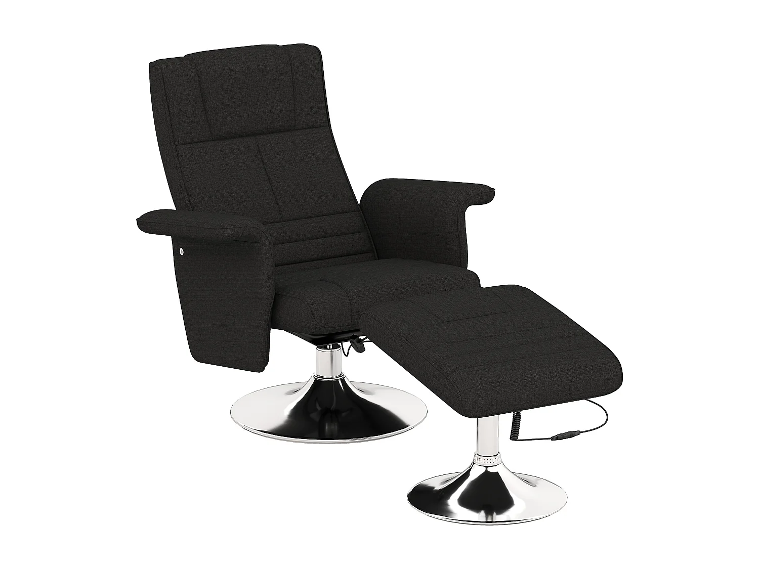 Fauteuil relax pivotant avec repose-pieds, 8 points de massage, fonction de bascule, simili cuir, acier, noir (78x95x88 cm)