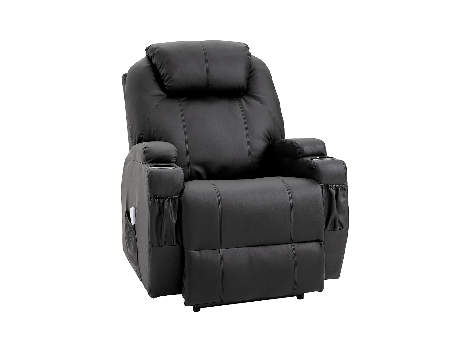 Fauteuil relax avec fonction de massage, inclinaison réglable, simili cuir noir (82x97x110 cm)