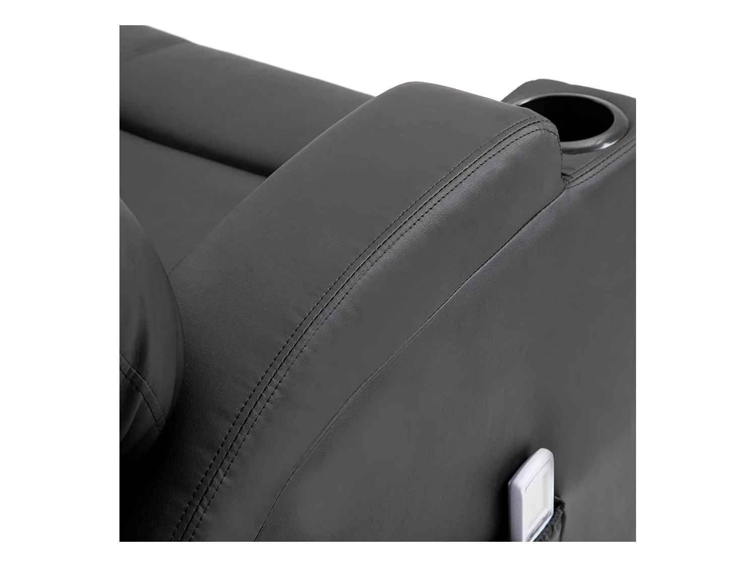 Fauteuil relax avec fonction de massage, inclinaison réglable, simili cuir noir (82x97x110 cm)