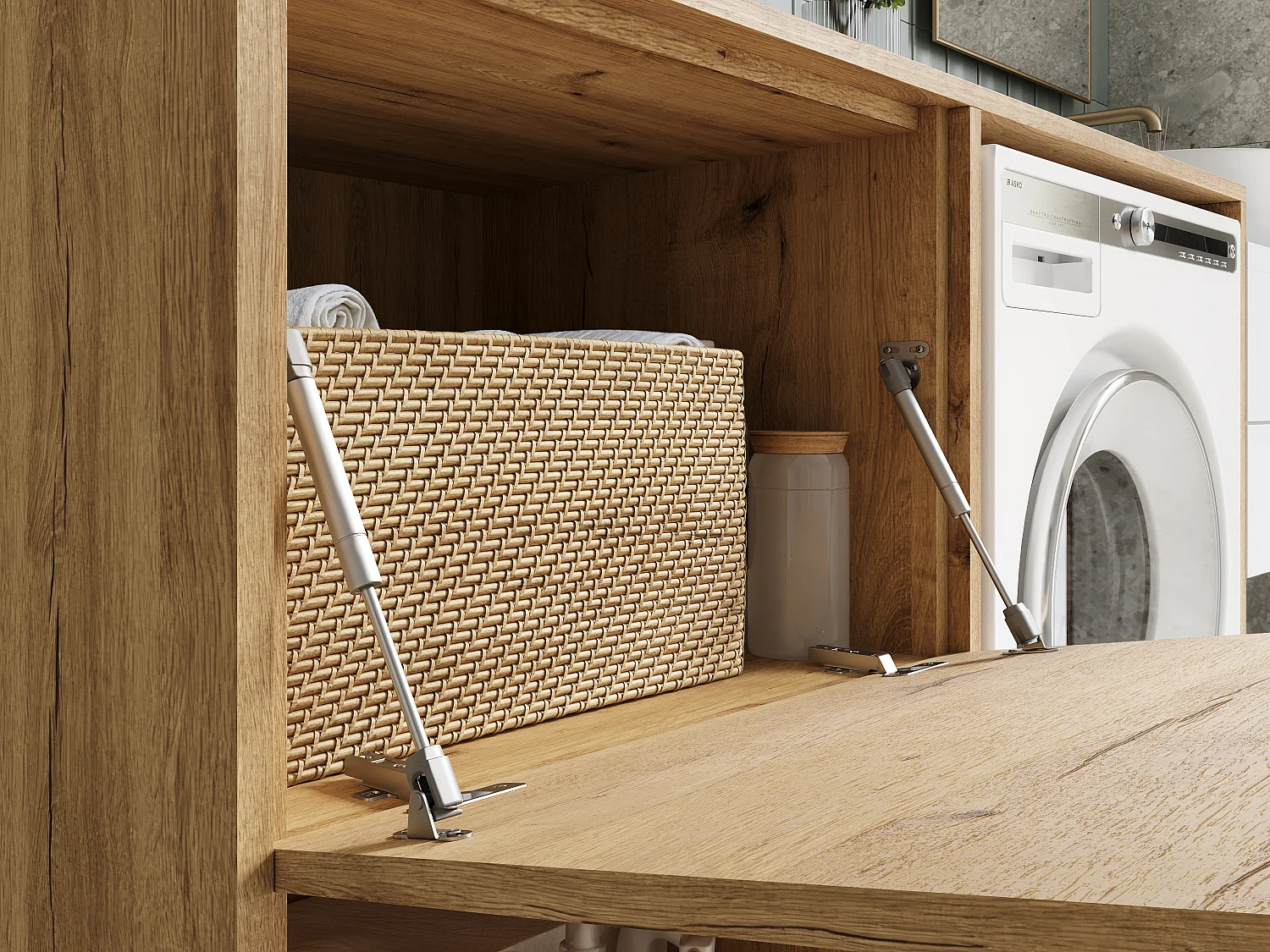 Armoire de machine à laver ou sèche-linge - 130 cm de large - Avec armoire - Armoire pour machine à laver ou sèche-linge