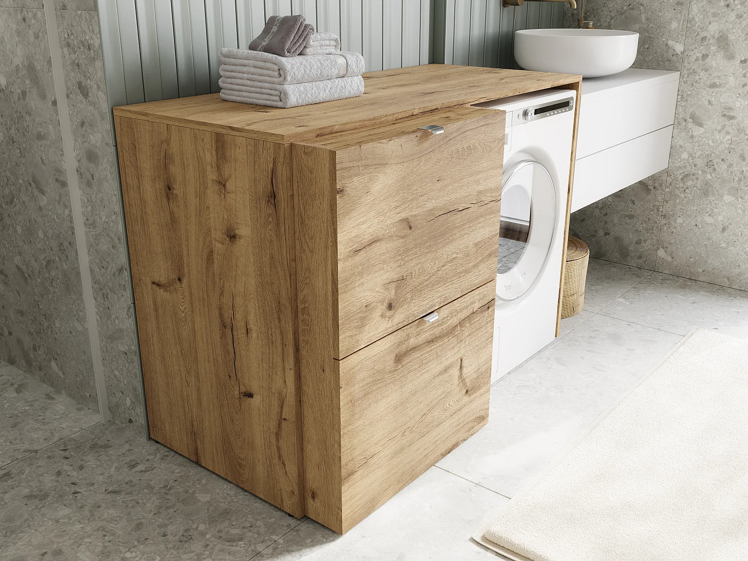 Armoire de machine à laver ou sèche-linge - 130 cm de large - Avec armoire - Armoire pour machine à laver ou sèche-linge