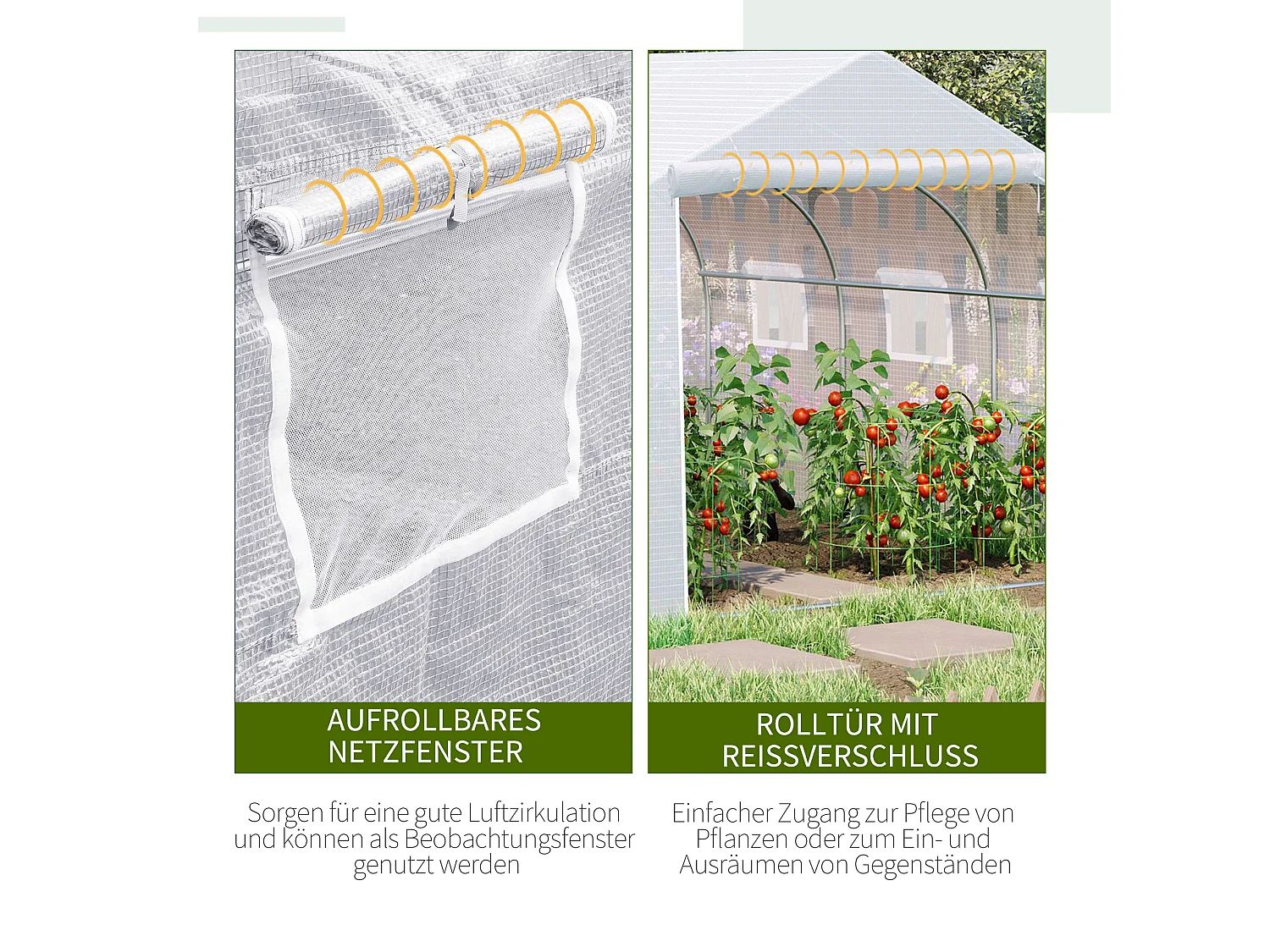 Serre tunnel avec fenêtre en maille, protection UV, vent et pluie, idéale pour le jardin et le balcon, métal, blanc (350x300x200 cm)