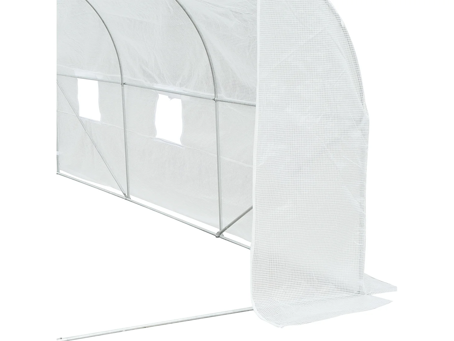 Serre tunnel avec fenêtre en maille, protection UV, vent et pluie, idéale pour le jardin et le balcon, métal, blanc (350x300x200 cm)