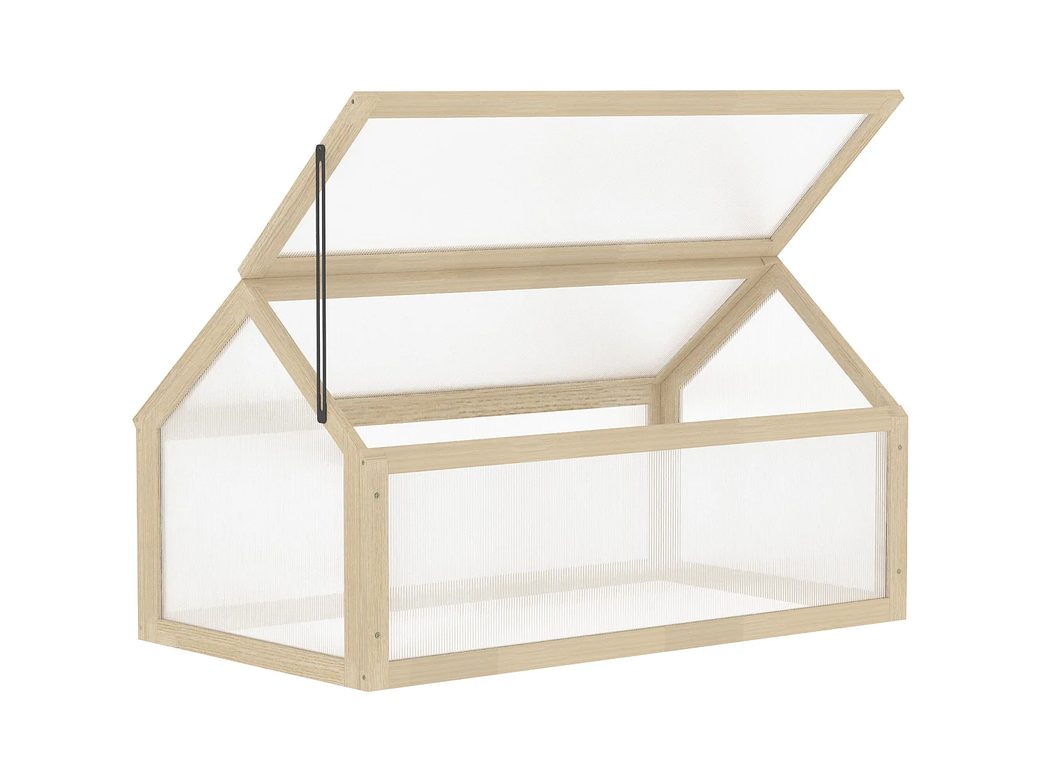 Mini serre en bois naturel avec couverture transparente, protection antigel, balcon et jardin (90x52x49.5cm)