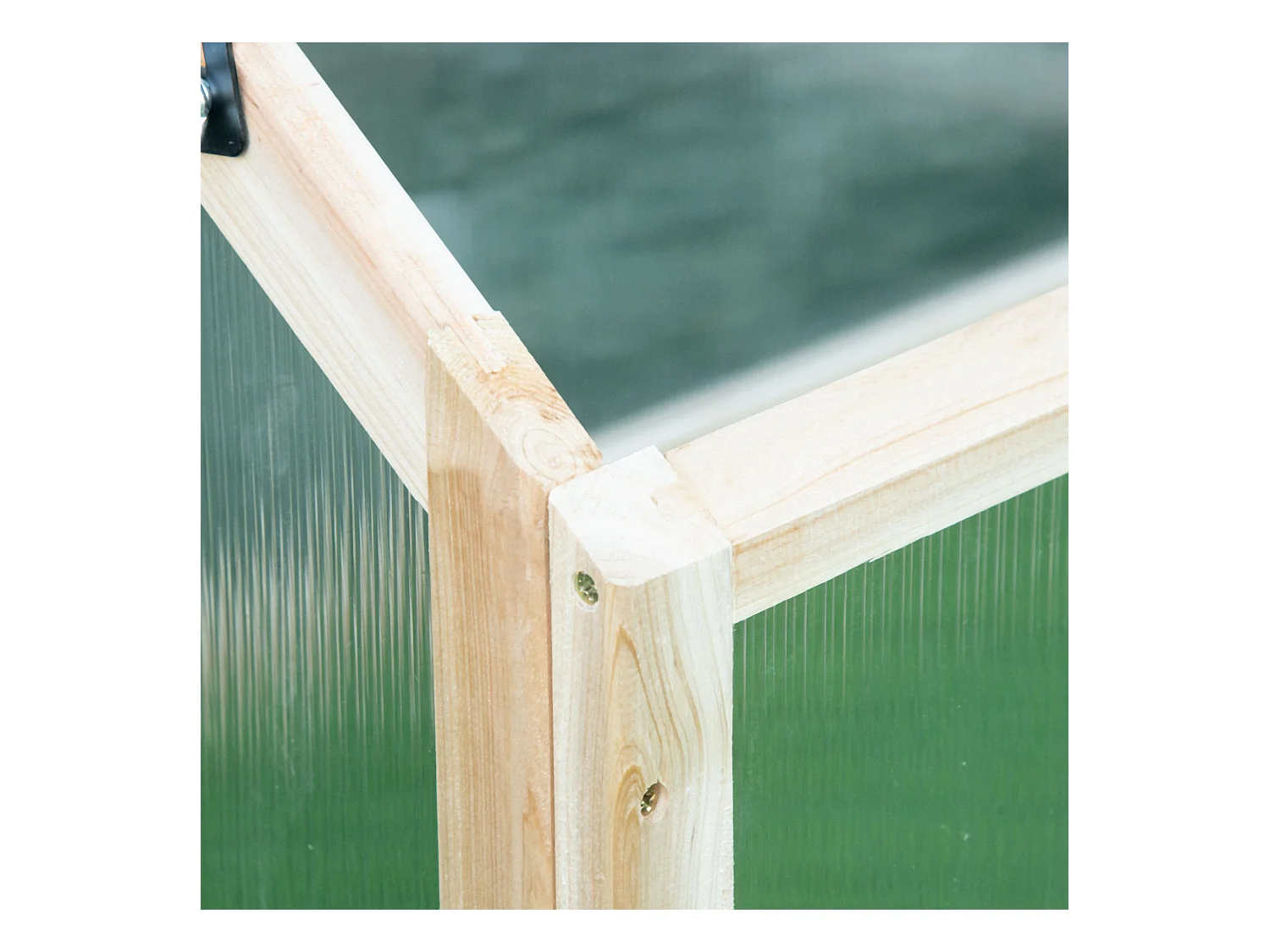 Mini serre en bois naturel avec couverture transparente, protection antigel, balcon et jardin (90x52x49.5cm)