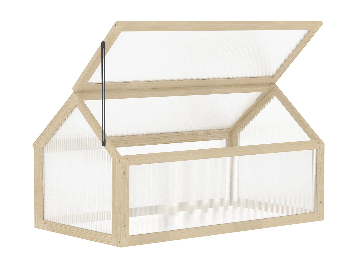 Mini serre en bois naturel avec couverture transparente, protection antigel, balcon et jardin (90x52x49.5cm)