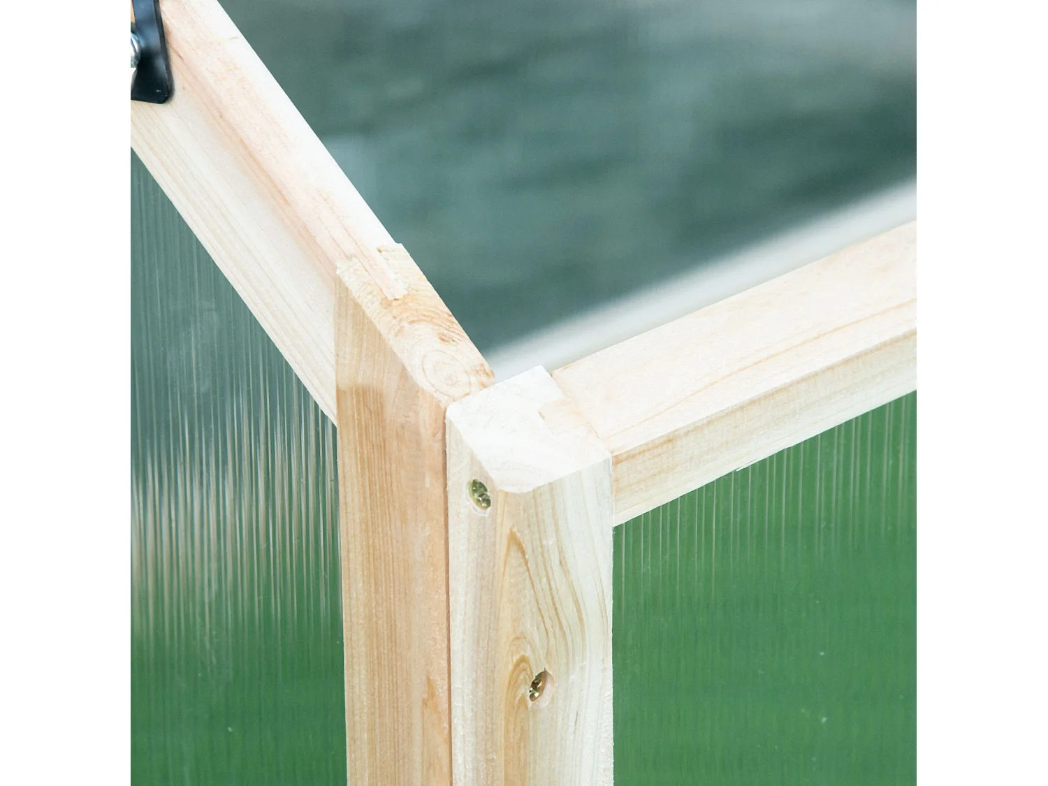 Mini serre en bois naturel avec couverture transparente, protection antigel, balcon et jardin (90x52x49.5cm)