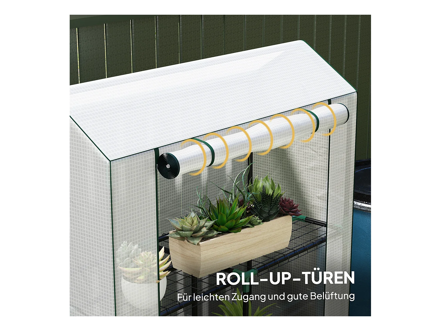 Serre avec étagères, portes à enrouler, protection UV, acier et PE, blanc (100x40x150 cm)