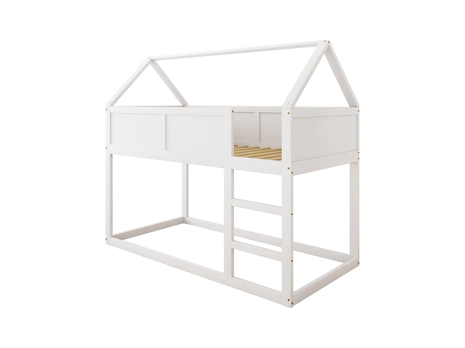 Lit superposé enfant 90x200, lit avec échelle, cadre en bois massif, design loft, blanc (204x95x170 cm)