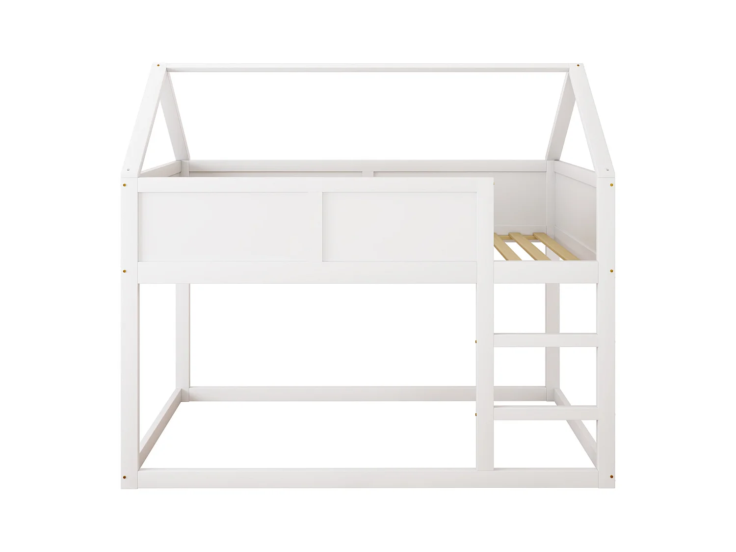 Lit superposé enfant 90x200, lit avec échelle, cadre en bois massif, design loft, blanc (204x95x170 cm)