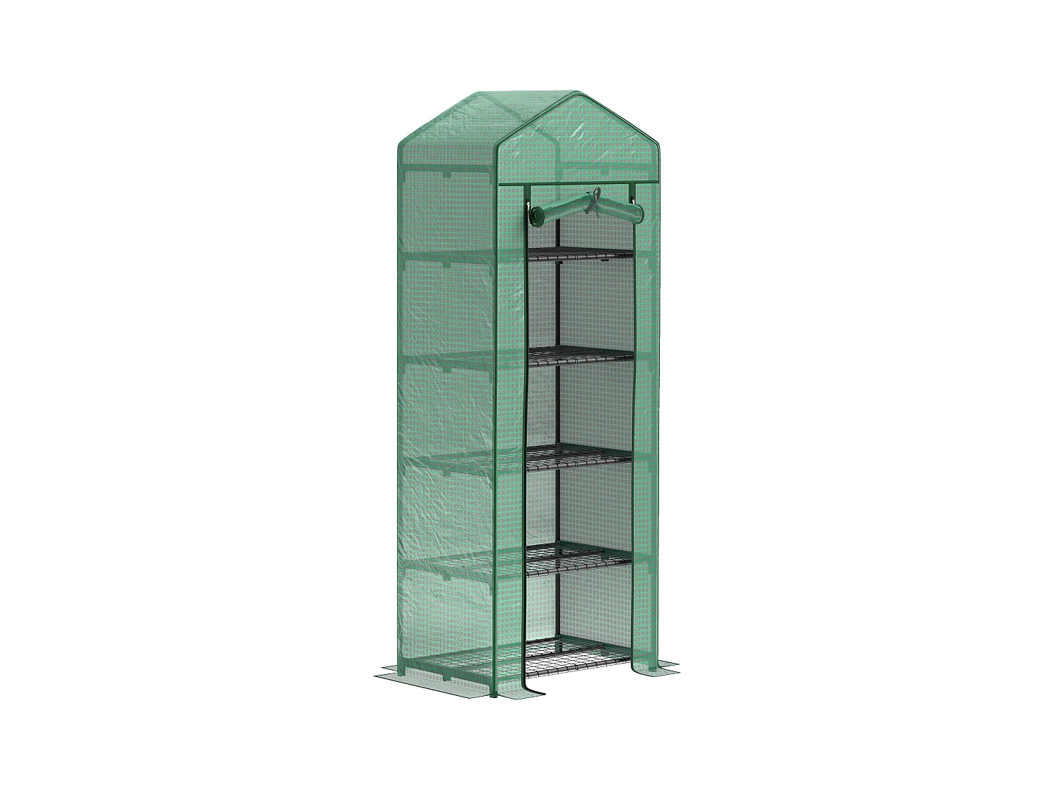 Serre avec porte roulante, étagères, plastique, vert, pour jardin et balcon (69x49x193 cm)