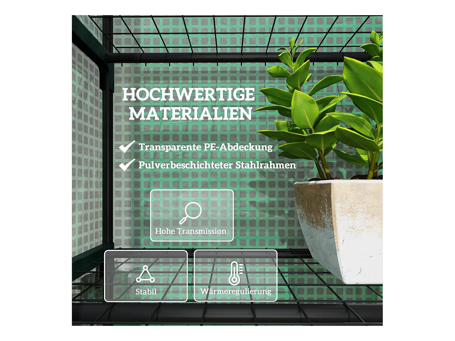 Serre avec porte roulante, étagères, plastique, vert, pour jardin et balcon (69x49x193 cm)