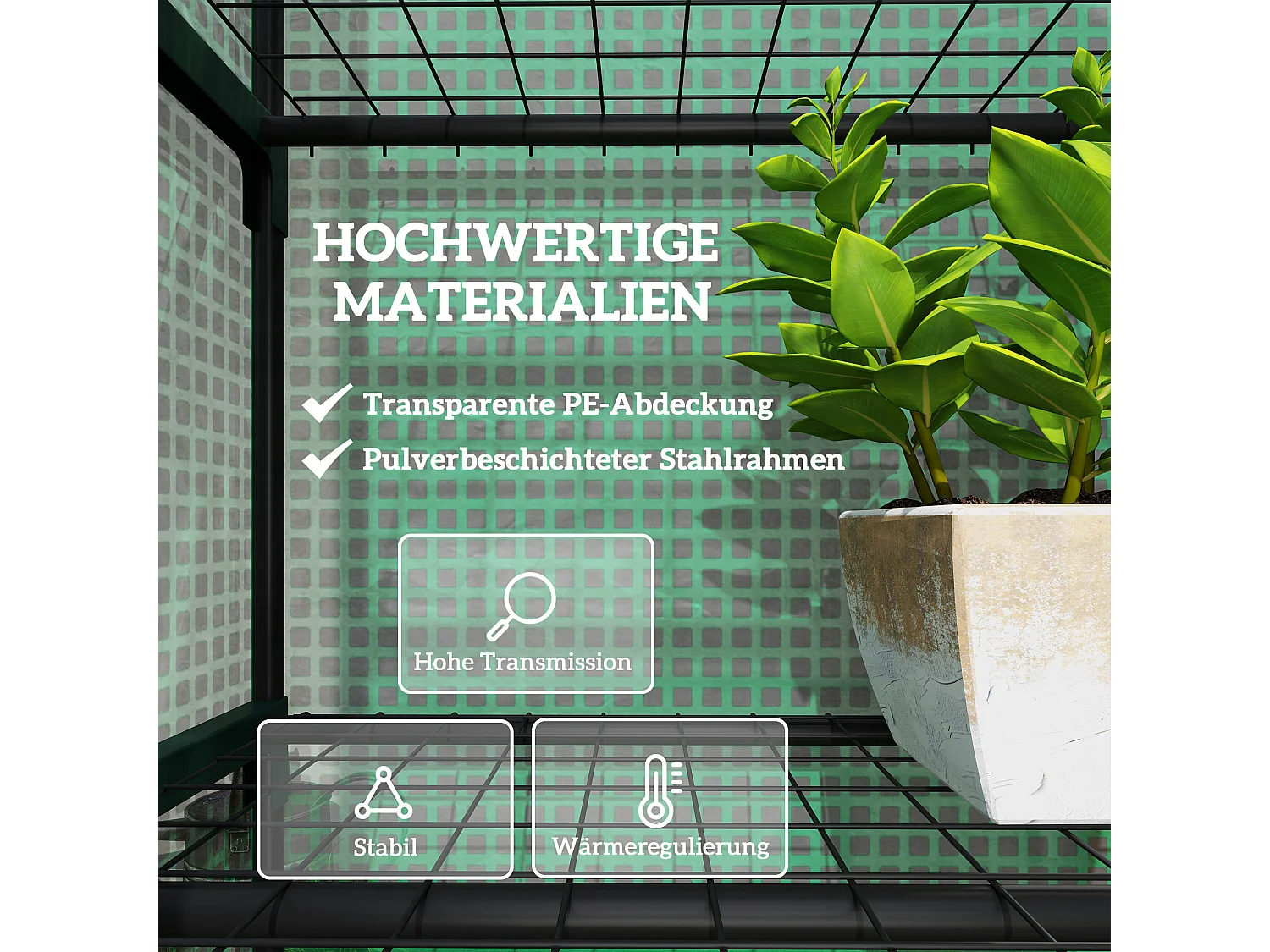 Serre avec porte roulante, étagères, plastique, vert, pour jardin et balcon (69x49x193 cm)