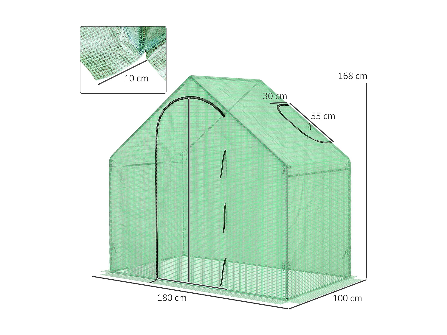 Serre de jardin en PVC, Acier, Verte (180x100x168 cm)