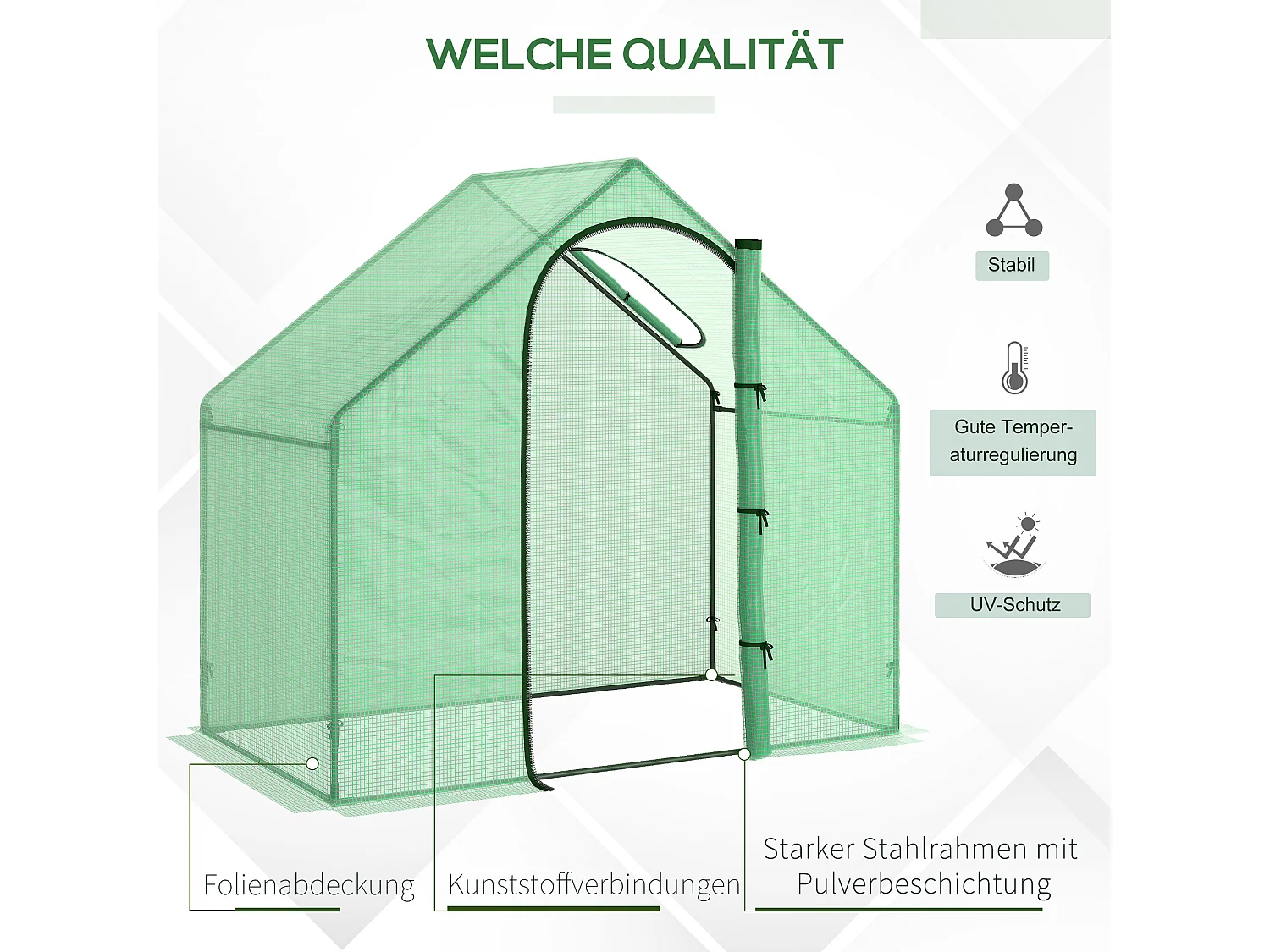 Serre de jardin en PVC, Acier, Verte (180x100x168 cm)