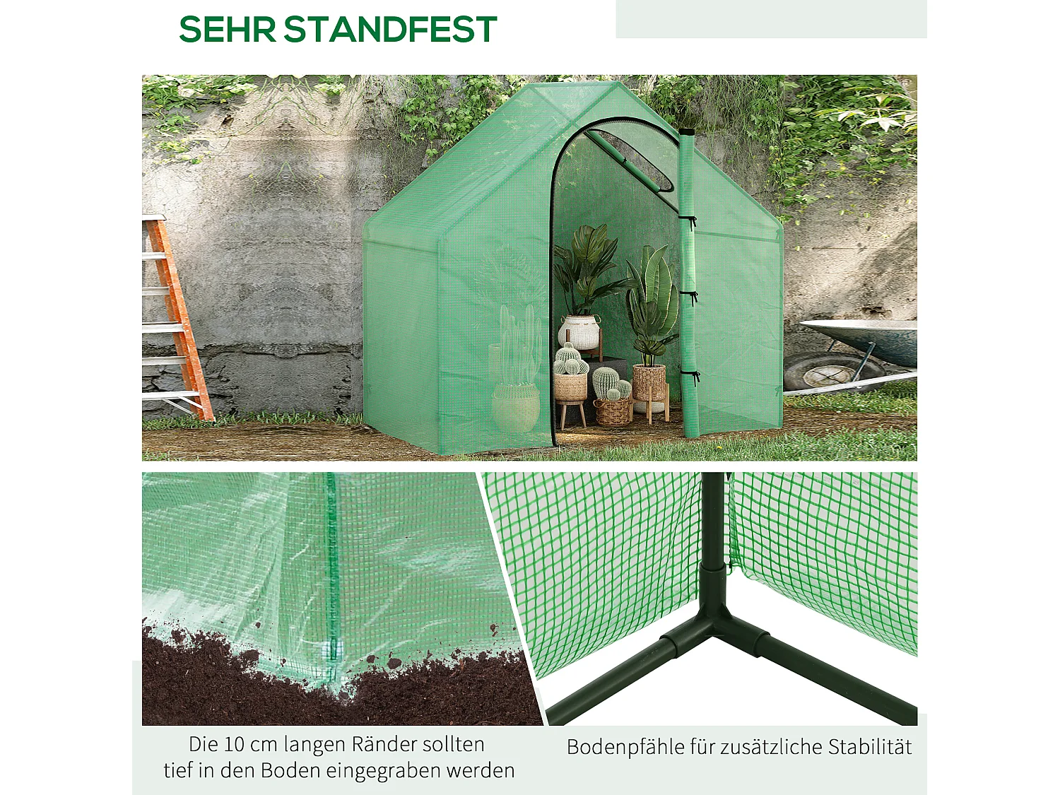 Serre de jardin en PVC, Acier, Verte (180x100x168 cm)