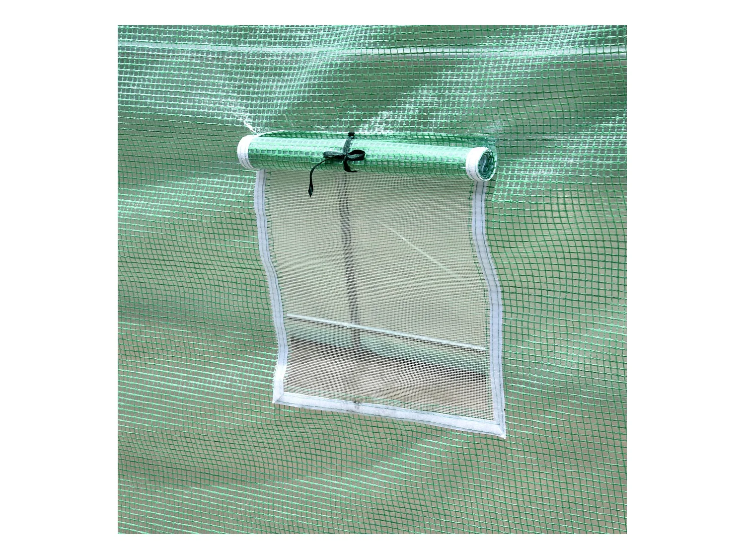 Invernadero de túnel para tomates, film transparente, 6 ventanas con mosquitera, estructura de acero verde (395x195x190cm)