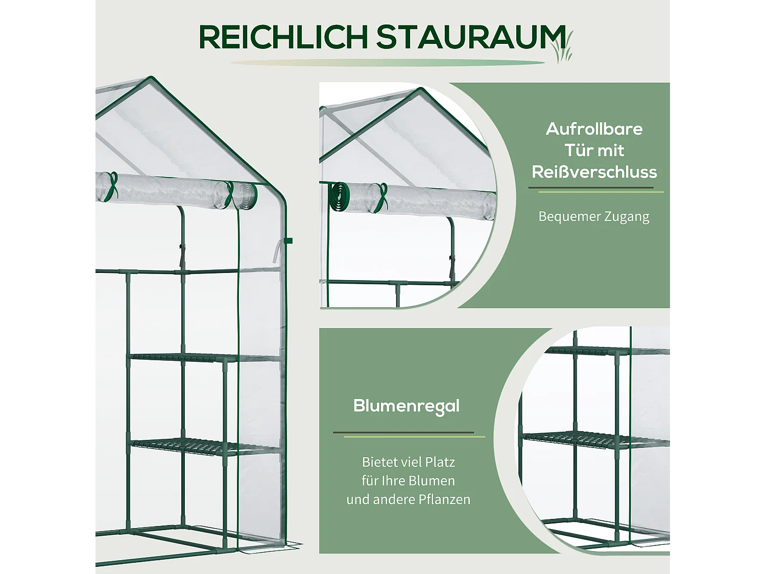 Tunnelkas met 6 planken, stalen frame, transparant (142x73x195cm)