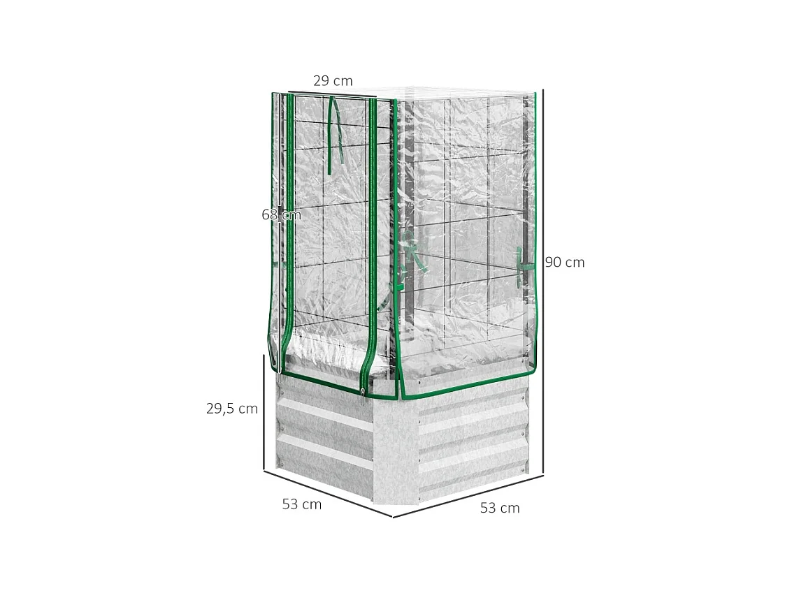 Jardin surélevé avec treillis et 3 étagères, bac à plantes en bois, pour plantes grimpantes, gris (53x53x90 cm)