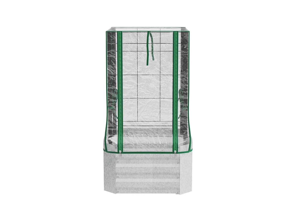 Jardin surélevé avec treillis et 3 étagères, bac à plantes en bois, pour plantes grimpantes, gris (53x53x90 cm)