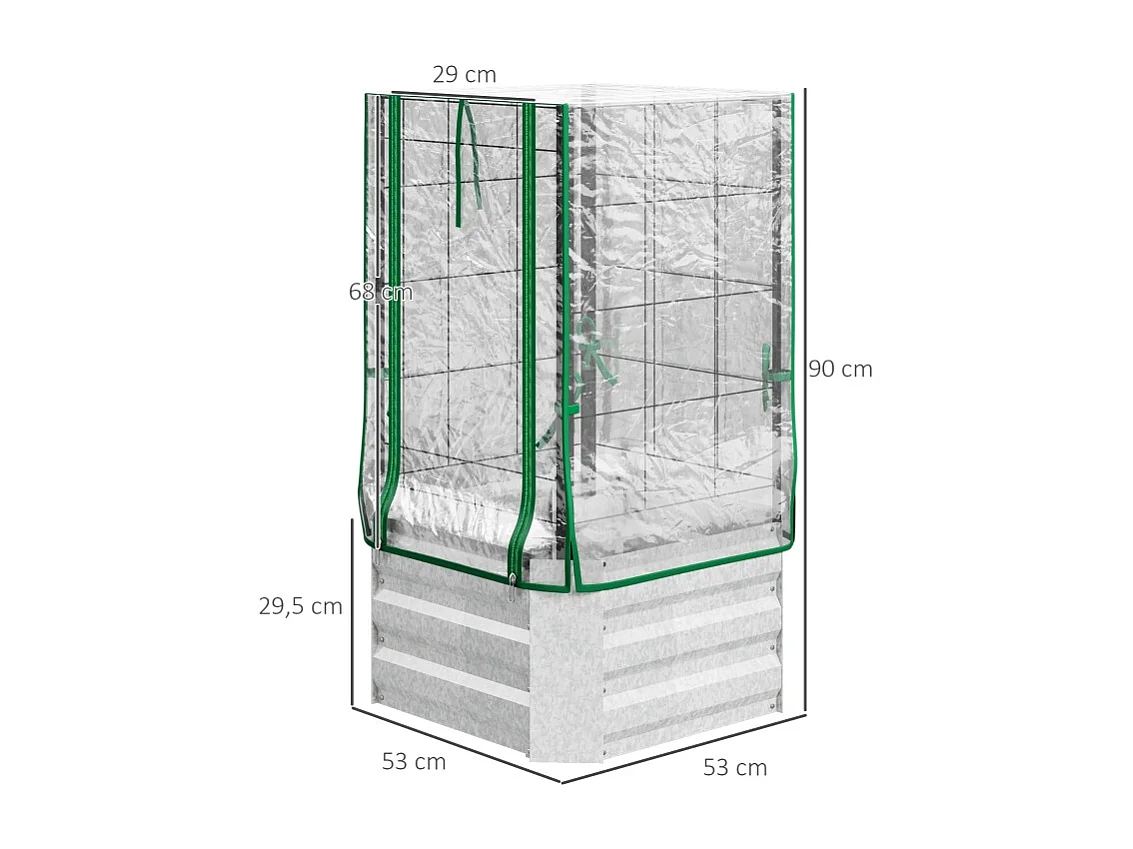 Jardin surélevé avec treillis et 3 étagères, bac à plantes en bois, pour plantes grimpantes, gris (53x53x90 cm)