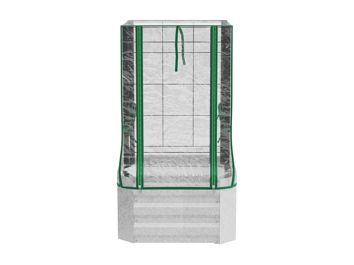 Jardin surélevé avec treillis et 3 étagères, bac à plantes en bois, pour plantes grimpantes, gris (53x53x90 cm)