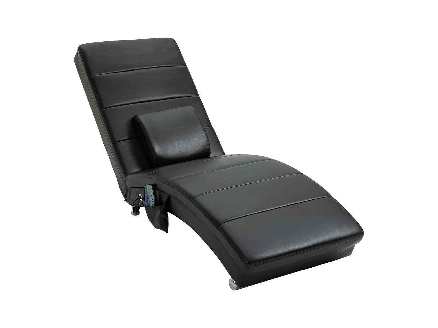 Chaise longue relax avec massage 8 points, simili cuir, télécommande, noir (163x58x87cm)