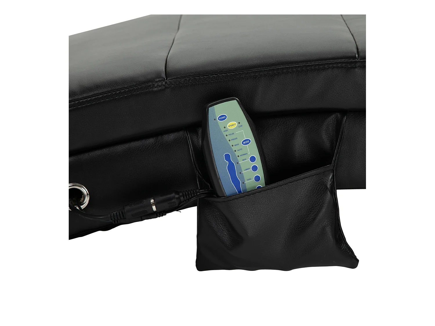 Chaise longue relax avec massage 8 points, simili cuir, télécommande, noir (163x58x87cm)