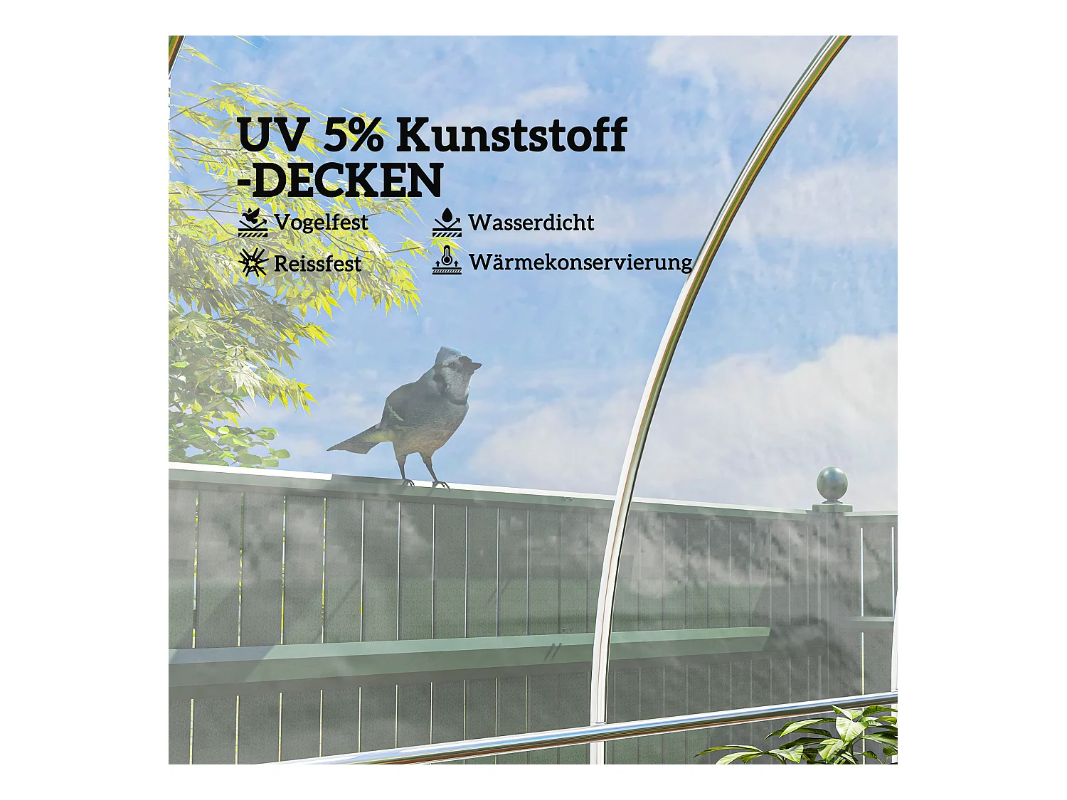 Film pour serre, étanche, avec protection UV, plastique transparent, 6x10 m (1000x600x1 cm)