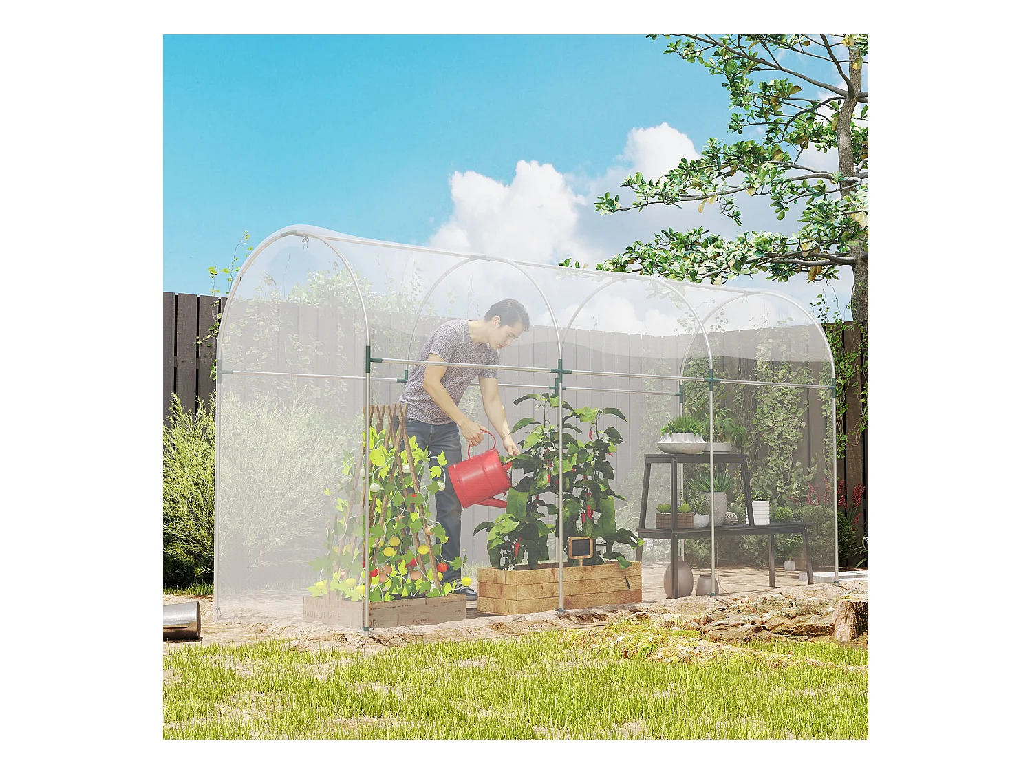 Film pour serre, étanche, avec protection UV, plastique transparent, 6x10 m (1000x600x1 cm)