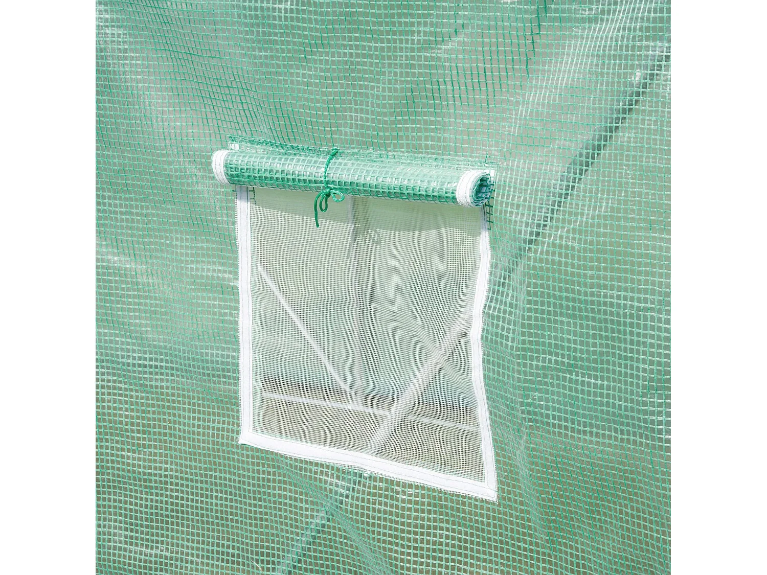Serre tunnel 6x3x2 m, avec 8 fenêtres, porte à enroulement, parois latérales enroulables, structure en acier, vert (590x300x200 cm)