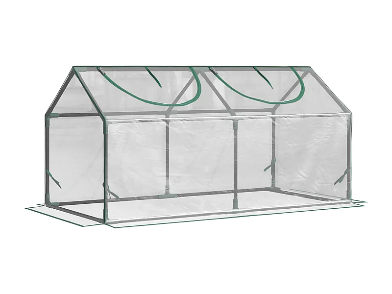 Serre en PVC avec fenêtre, structure acier, transparente (120x60x60cm)