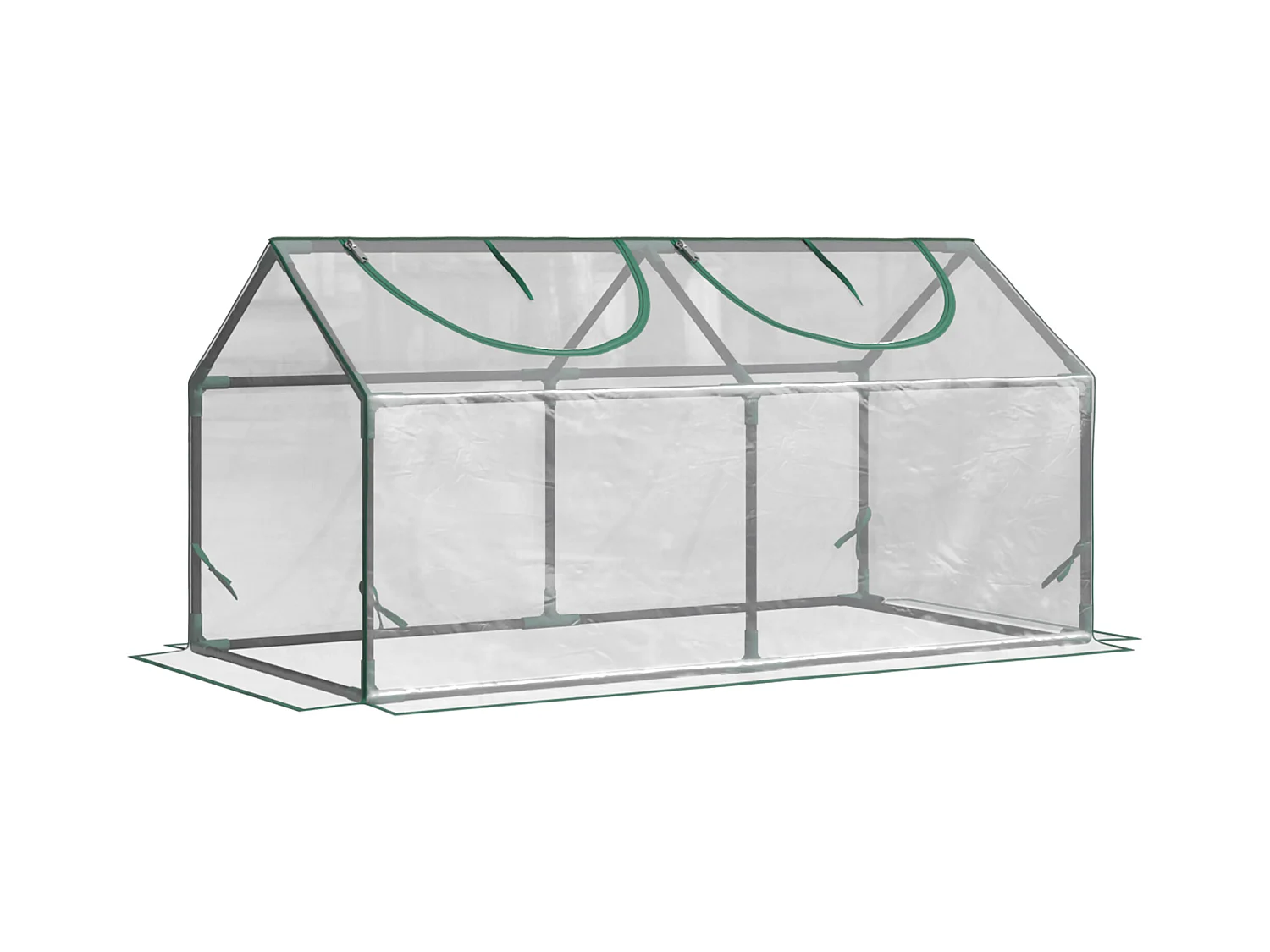 Serre en PVC avec fenêtre, structure acier, transparente (120x60x60cm)