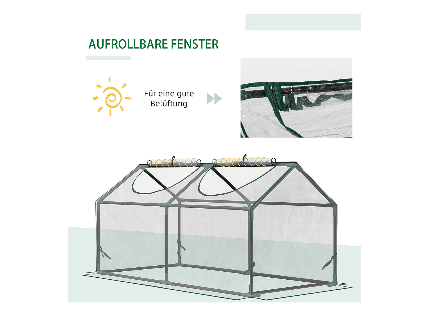 Serre en PVC avec fenêtre, structure acier, transparente (120x60x60cm)