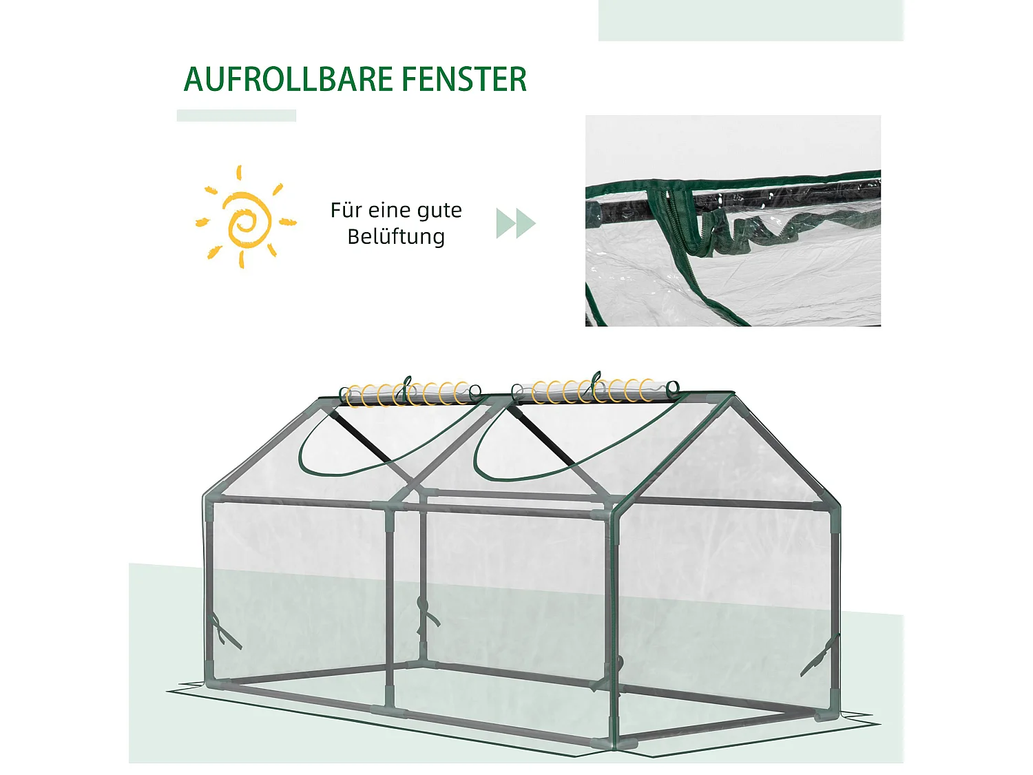 Serre en PVC avec fenêtre, structure acier, transparente (120x60x60cm)