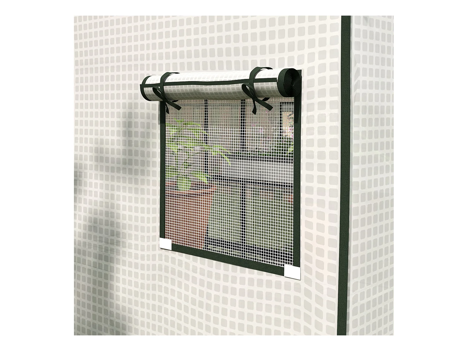 Film de remplacement pour serre, PE renforcé 135g/m², avec fenêtre latérale et porte enroulable, blanc (140x143x190cm)