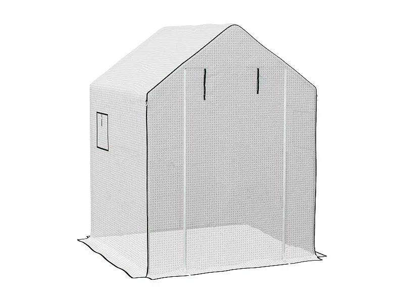 Film de remplacement pour serre, PE renforcé 135g/m², avec fenêtre latérale et porte enroulable, blanc (140x143x190cm)