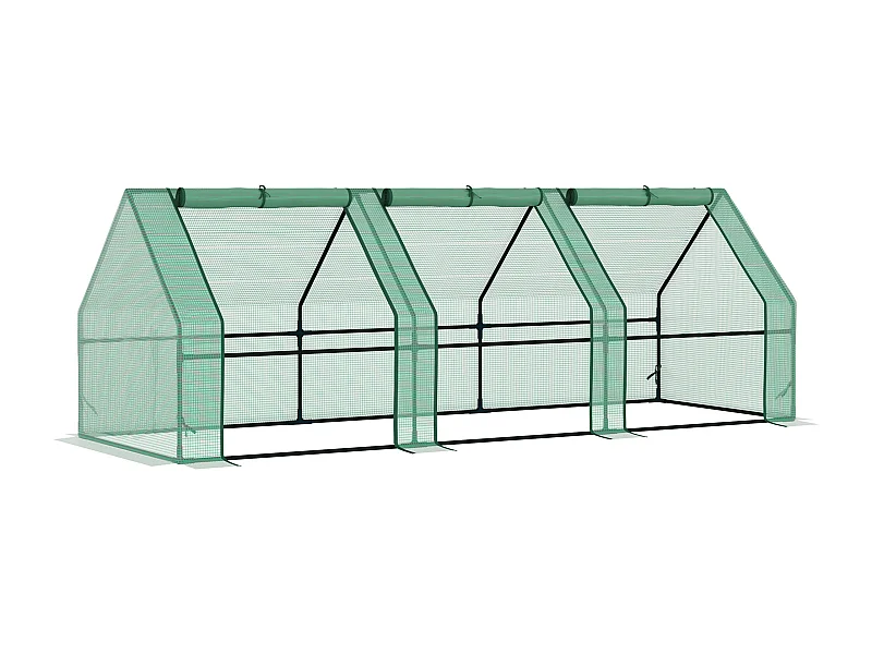 Serre de jardin pour plantes, en acier, PE résistant aux intempéries, vert (270x90x90 cm)