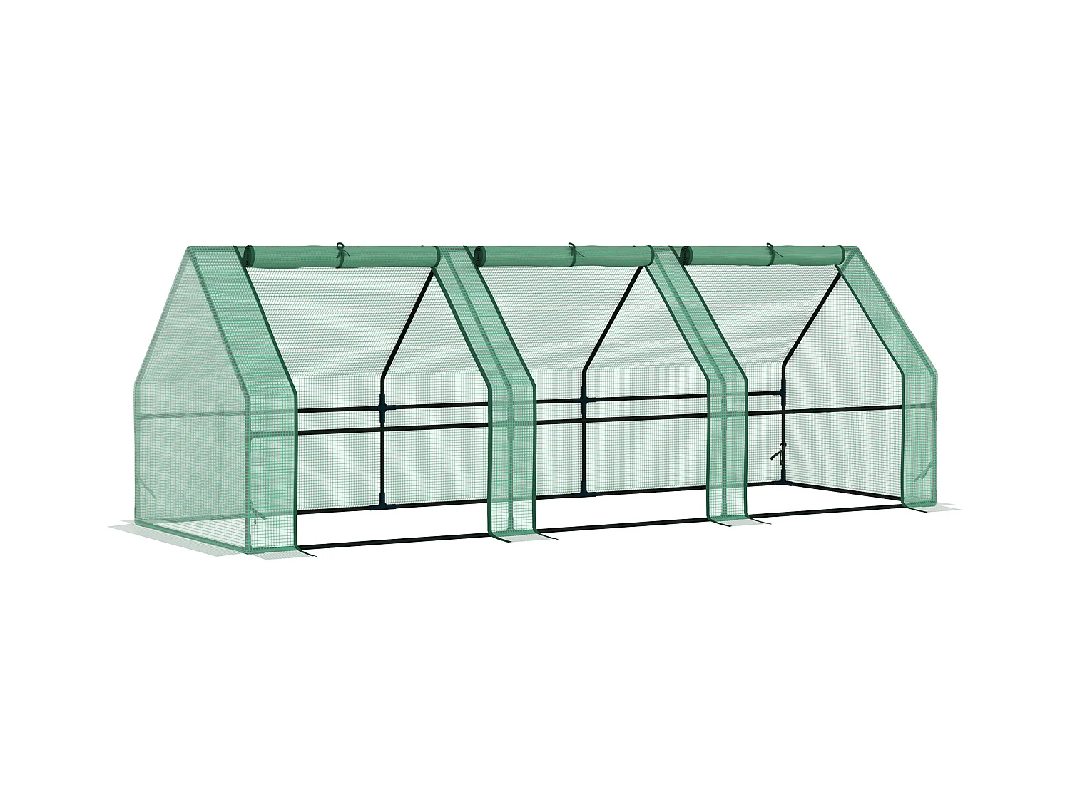 Tuinkas voor planten, gemaakt van staal, weerbestendig PE, groen (270x90x90 cm)