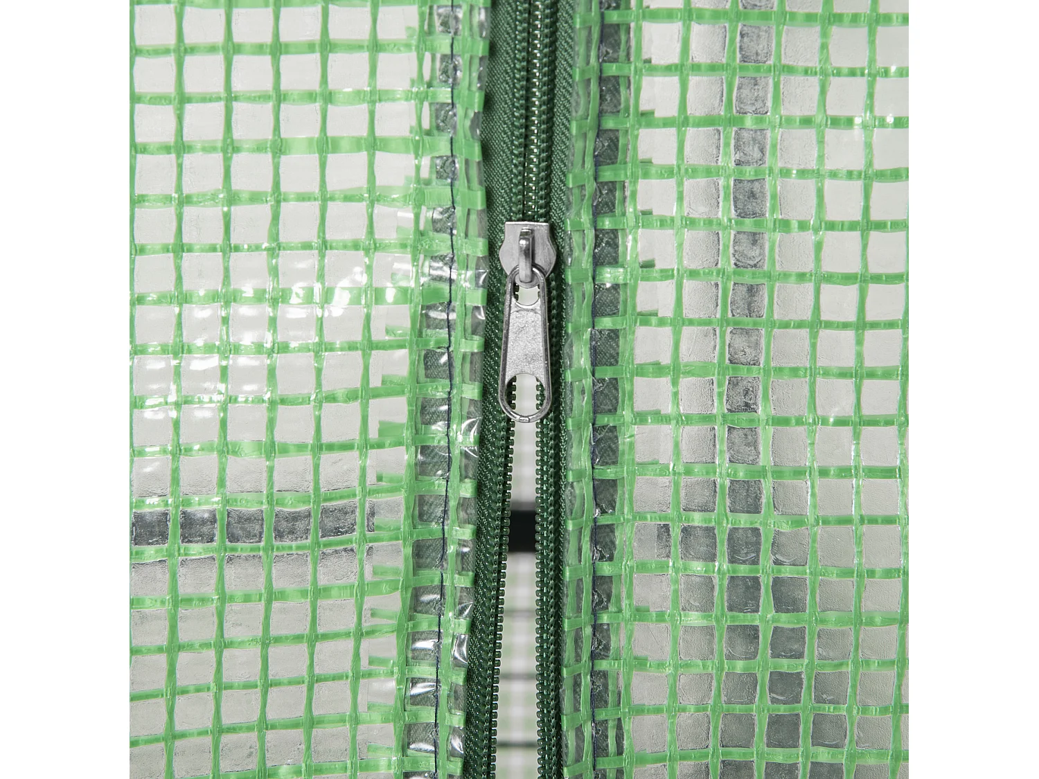 Compacte tuinkas met planken, gemaakt van staal en PVC, groen, voor planten en zaailingen (70x50x160 cm)