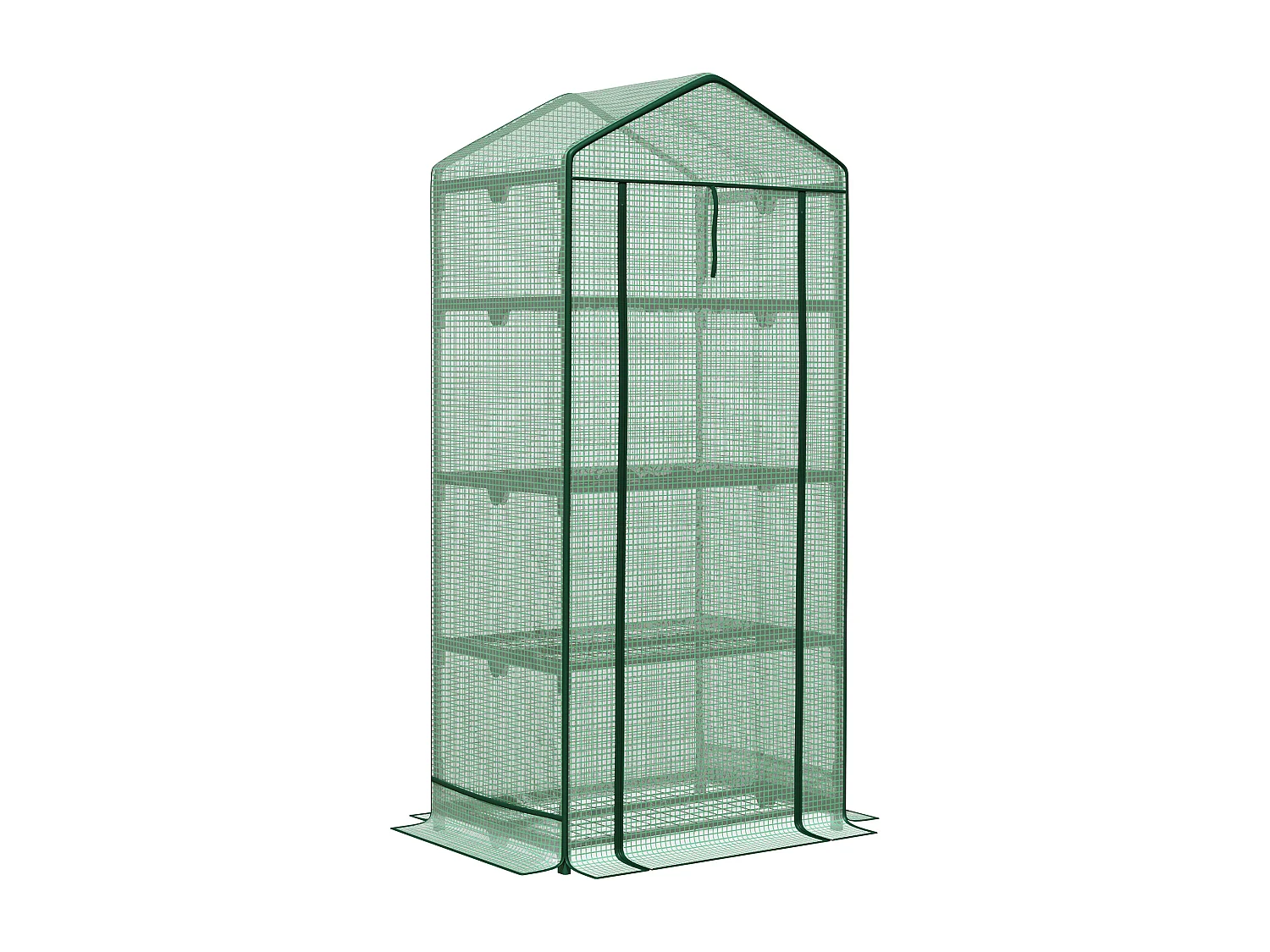 Minikas met planken, PE roldeksel, metaal, groen (69x49x125cm)