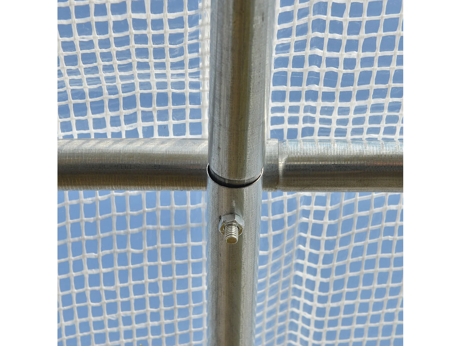 Serre tunnel avec fenêtres roulables, protection UV et vent, structure en acier, blanche (295x200x200 cm)